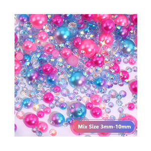 Fai da te <span class=keywords><strong>3</strong></span>-10mm Mix Size AB Flat Back mezza perla resina strass perline rotonde per Nail Art case del telefono decorazione Stick Making - Product Image 1