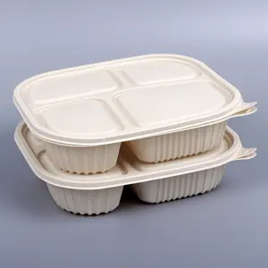 Wholesale 3 4 5 Compartments Microwavable Heating Take Away Food Packaging Box Biodegradable Corn Starch Food Container