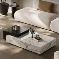 Table basse en marbre moderne italienne avec un design luxueux antique, meubles en pierre de haute qualité pour salon, villa, maison