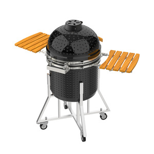 Ceramic <b>BBQ</b> Grill 22-Inch Stainless Steel <b>Trolley</b> Multifunctional Smoking Oven Outdoor Cooking Equipment - Product Image 3