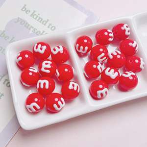 Color caramelo pintado a mano M Bean agujero recto cuentas acrílicas redondas 14mm moderno DIY accesorios de joyería materiales hechos a mano - Product Image 6