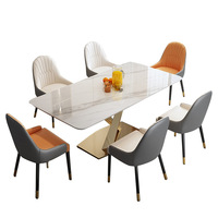 Ensemble de salle à manger designs rectangle ensemble de table à manger 6 chaises en acier inoxydable table à manger rectangulaire