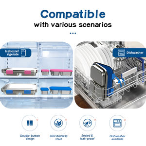 Aohea Popular Lunch Box 3 Compart Bento Lunch Contenedor de <span class=keywords><strong>comida</strong></span> con tarro de sopa Caja de almacenamiento con sello 304 Acero inoxidable para la escuela - Product Image 5