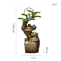 Fontaine sur pied en résine et fibre de verre d'inspiration zen avec éclairage LED et design Feng Shui pour espaces intérieurs et extérieurs - Statue