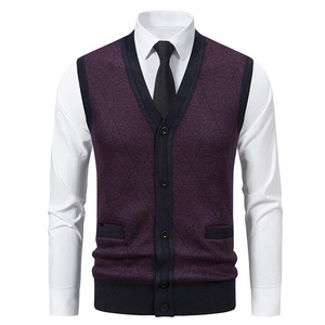 Gilet tricoté <span class=keywords><strong>sans</strong></span> manches décontracté et léger pour <span class=keywords><strong>homme</strong></span> 2026 – Cardigan en maille épaisse à col en V pour <span class=keywords><strong>homme</strong></span> - Product Image 1