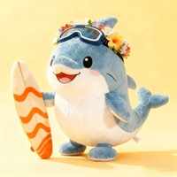 Mascotte de sport personnalisée en peluche adorable dauphin avec lunettes tenant une planche de surf mascotte de dauphin personnalisée en peluche pour événement sportif