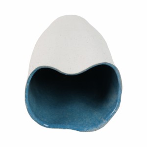 Vaso in ceramica testurizzata bianco e blu, grande vaso decorativo per fiori, per soggiorno, decorazioni per la casa in stile costiero - Product Image 6