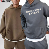 Vente en gros sweat-shirt unisexe en polaire épaisse et lourde avec logo personnalisé, sweat-shirt à capuche vierge avec épaule tombante avec poids lourd, pulls pour hommes