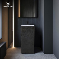 YingJie articles sanitaires wisdom acrylique surface solide cuboïde bassin à piédestal intégré