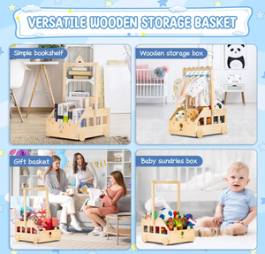 Pakaian bayi baru personalisasi keranjang kotak kayu keranjang mandi bayi dengan rak gantungan - Product Image 6