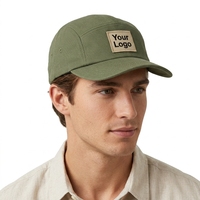 Casquettes de camping noires non structurées avec logo tissé, 100 % coton, haute qualité, personnalisées, 5 panneaux