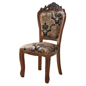Chaise de salle à manger en bois massif de style européen, avec dossier sculpté et assise en cuir, pour usage domestique ou hôtelier - Product Image 5