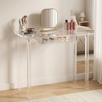 Coiffeuse en acrylique transparent avec commode à tiroirs pour chambre ou salle de bain Home Desk