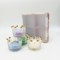 Décoration d'intérieur au design unique Pot en verre en forme de couronne en cristal mignon de mini taille Bougies parfumées naturelles Coffret cadeau