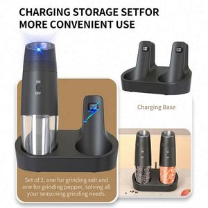 New Gravity Rechargeable 135ml Electric Plastic ABS Salt and <b>Pepper</b> <b>Grinder</b> Set Hand Wash Only Box USB <b>Grinder</b> with LED - Product Image 3
