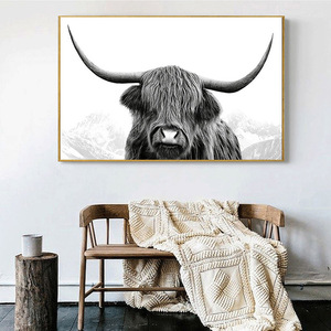 Pósteres e impresiones <span class=keywords><strong>de</strong></span> <span class=keywords><strong>animales</strong></span> <span class=keywords><strong>salvajes</strong></span>, <span class=keywords><strong>Cuadros</strong></span>, cuadro <span class=keywords><strong>de</strong></span> Arte <span class=keywords><strong>de</strong></span> pared para decoración para sala <span class=keywords><strong>de</strong></span> estar, pintura en lienzo <span class=keywords><strong>de</strong></span> vaca <span class=keywords><strong>de</strong></span> montaña Yak en blanco y negro - Product Image 5