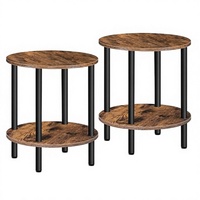 Ensemble de tables d'appoint en métal, 2 tables de canapé, 2 étagères, petite table de chevet, style industriel, table basse, salon, chambre à coucher, vintage