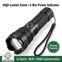 Lampe torche LED haute puissance, lampe tactique avec laser blanc 10W XHP70, rechargeable par type-C, zoom réglable, lampe de poche pour situations d'urgence
