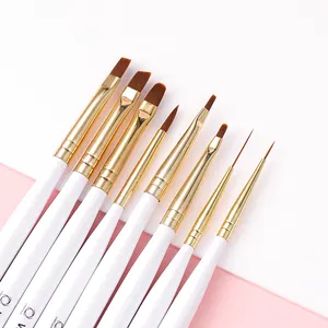 High Qualoty Fine Nail Brush Personalized Wholesale New White Wood Handle Nylon Private Label Shenzhen Acrylic Nail Art Brush