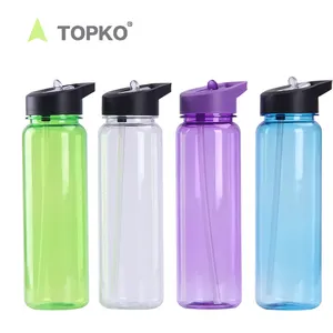 TOPKO tragbare 700ml durchsichtige Kunststoff-Saugdüse Stroh Sport wasser flasche