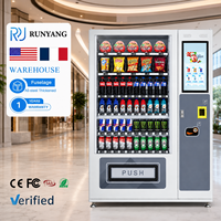 RUNYANG Máquina Expendedora Inteligente con Pantalla Táctil de 21.5 Pulgadas, con Sistema de Monedas para Bebidas y Snacks, Refrigeración por Compresor y Monitoreo Remoto