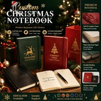Carnet de Noël personnalisé en PU, carnet de notes de Noël avec boîte cadeau, logo en relief personnalisé, cadeau d'entreprise