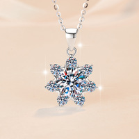 Collier pendentif flocon de neige en moissanite 1CT couleur D VVS1, bijoux élégants certifiés GRA, argent sterling S925 pour femmes