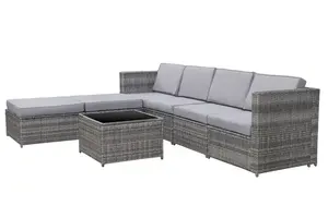 विस्टीरिया लेन 7-टुकड़ा बाहरी पैटिको फर्नीचर सेट करें हल्के हरे रंग के सभी मौसम विकर रतन सेशनल सोफा एल्यूमीनियम टेक लकड़ी - Product Image 2