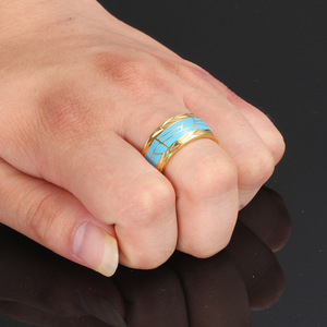 Anillo Geométrico de Resina Epoxi y Acero Inoxidable 304 de 10 mm, Color Oro y Plata, Joyería de Moda Unisex, Regalo - Product Image 2