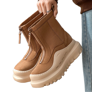 Botas de Nieve de Invierno Unisex, Forradas de Algodón, Térmicas, con Parte Superior de Tela, Suela Gruesa, Botines Cómodos que Aumentan la Altura, a la Moda - Product Image 1