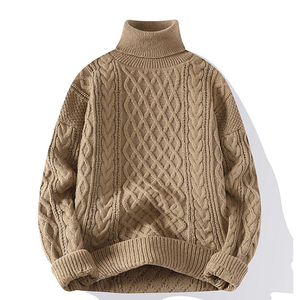 Classique hommes hiver épais grande taille Jacquard câble tricot chandails fantaisie pull décontracté pull pour les vacances du nouvel an pendant l'usure - Product Image 5