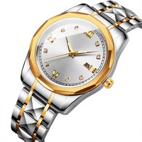 Vente directe d'usine de bijoux, montre mécanique automatique pour homme, boîtier en acier inoxydable bicolore, index en diamant, montre-bracelet OEM ODM