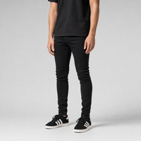 SOONREE Jeans pour hommes, coupe skinny, denim noir extensible, jean slim pour hommes, pantalon pour hommes, streetwear Y2K