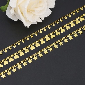 Tobillera Jxx de Doble Capa Chapada en Oro con Dijes de Corazón y Estrella, Elegante y con Estilo, Perfecta para Uso Diario para Mujeres - Product Image 1
