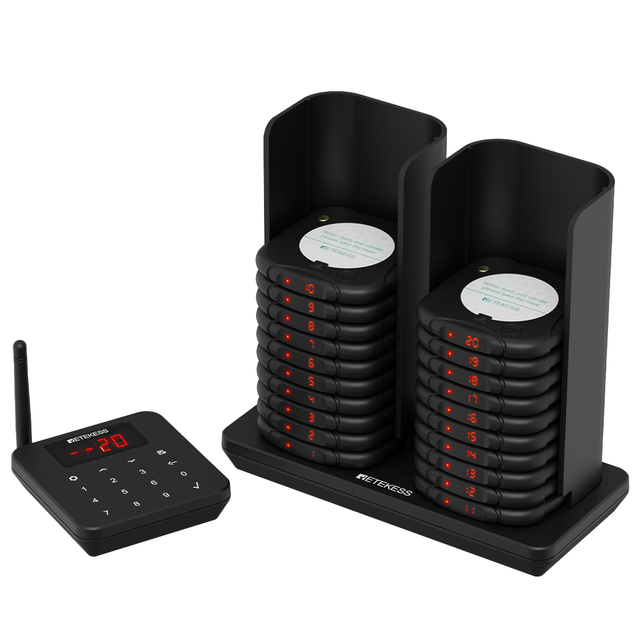 Wireless Guest Paging System Stackable Coaster Pager Restaurant Buzzer Queue Calling for Cafe Food Court Clinic