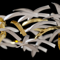 Lustre suspendu contemporain en feuilles d'or avec LED 110-240V pour hall d'hôtel et restaurant
