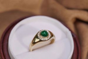Bague de fiançailles Xinfly en or 18 carats avec émeraude véritable 0,5 ct et diamant naturel 0,15 ct, sertie clos, idéale pour mariages et soirées – Nouveauté irrésistible - Product Image 2