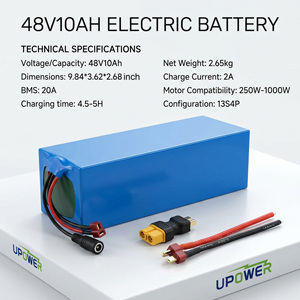 Paquete de Baterías de Iones de Litio <span class=keywords><strong>UPOWER</strong></span> 48V 10Ah 13S4P con BMS para Bicicleta Eléctrica y Scooter Eléctrico, Venta al Por Mayor - Product Image 1