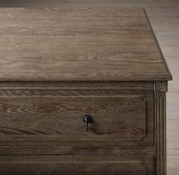 Meuble de rangement Rhoohill personnalisé en chêne blanc, style campagne française vintage, commode à 4 tiroirs en bois massif