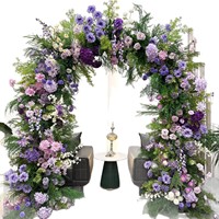 Gapura Bunga Sutra Besi Berkualitas Tinggi untuk Latar Belakang Pernikahan, Bridal Shower, Desain Modern Buatan Tangan, Putih Hijau Pink Ungu
