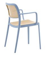 Fauteuil en plastique PP avec assise et dossier effet rotin, chaise d'appoint empilable pour extérieur, patio, café, restaurant
