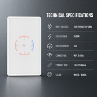 Nouveau chauffe-eau intelligent WiFi 3500W à double coupure avec interrupteur, application Smart Life, contrôle tactile, verre 2.5D effet peau, minuterie et moniteur de puissance