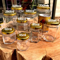 Bouteille en verre hexagonale transparente de haute qualité pour cornichons, pot vide pour confitures de fruits, sauce chili, récipient de stockage alimentaire pour la cuisine