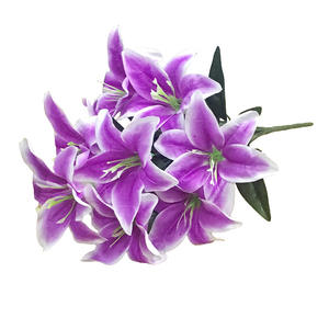 Proveedor de Yiwu, venta al por mayor, 10 flores de lirio artificiales de seda, decorativas funerarias personalizadas baratas para tumbas para ocasiones de Pascua - Product Image 4