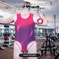 Maillot de gimnasia sin mangas lila, personalizable, para niños, para ballet, danza y entrenamiento, hecho de spandex digital.
