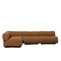 Canapé modulaire en forme de L en tissu de laine d'agneau style rétro Meilade, garni d'éponge, écologique, durable, de style mi-moderne