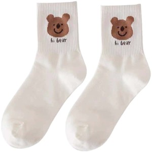 Cute White Cartoon Crew Socks For Women Breathable Regular Style Anime Pattern Mid Calf Socks Spring Autumn Korean Trendy - Product Image 5