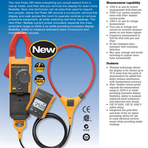 MT-381 Medidor de Pinza True RMS Inalámbrico Desmontable con Pantalla Remota, Sonda de Corriente Flexible IFlex para Electricistas Industriales 2500A - Product Image 5