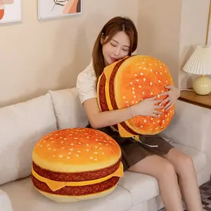Sıcak satış dolması peluş simülasyon komik Burger yastık peluş oyuncaklar süper yumuşak şekerleme yastığı yastık toptan nokta