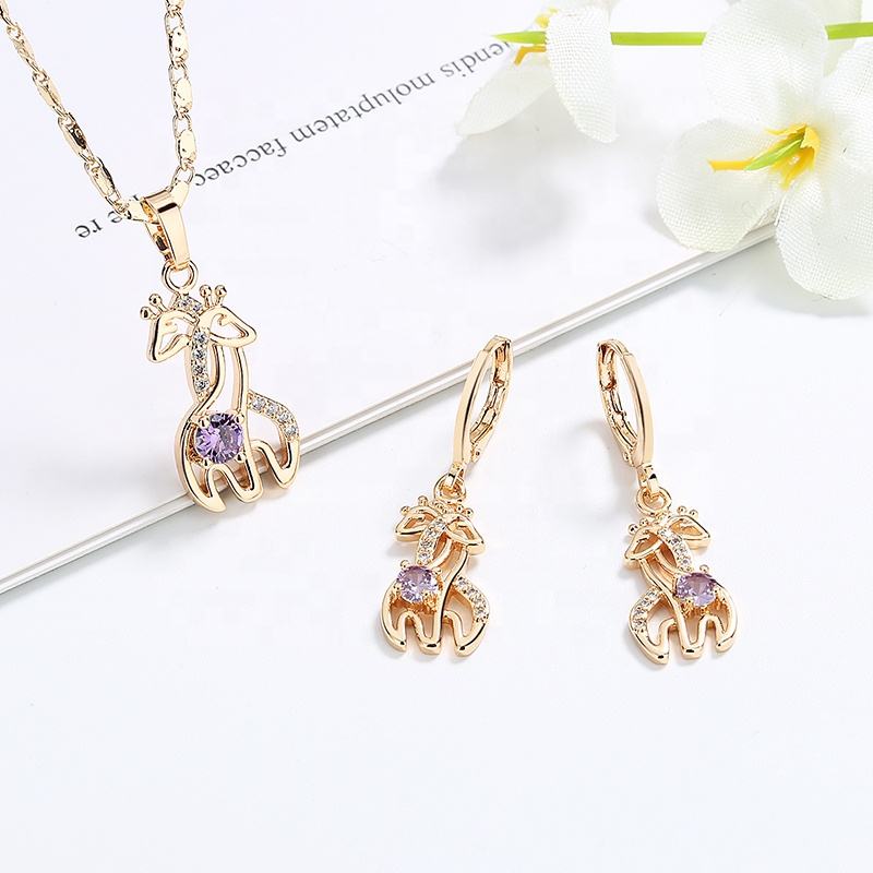 Shopcheap Jewelry Brands Colorful Zircon Necklace Earrings Set